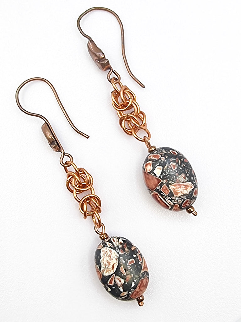 Compressed Mineral Drop Earrings with Byzantine Accent MILA