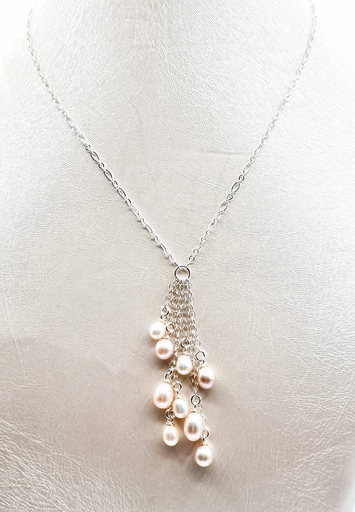 Crystal Pearl Drop Necklace & Earrings Set | Bridal Wedding Jewelry
