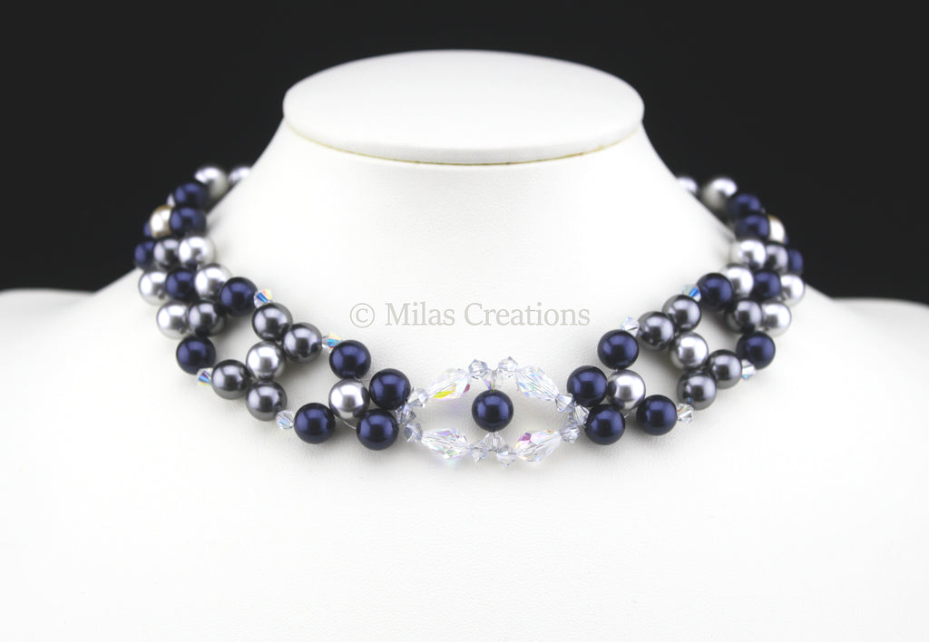 Buy Sri Jagdamba Pearls Pearls Heena 3 Lines Rani Haar Navy Blue Necklace  online